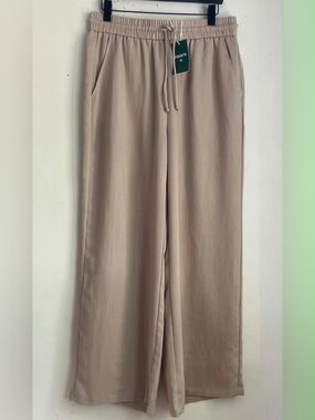 HALARA Wide Leg Drawstring Pants in Beige